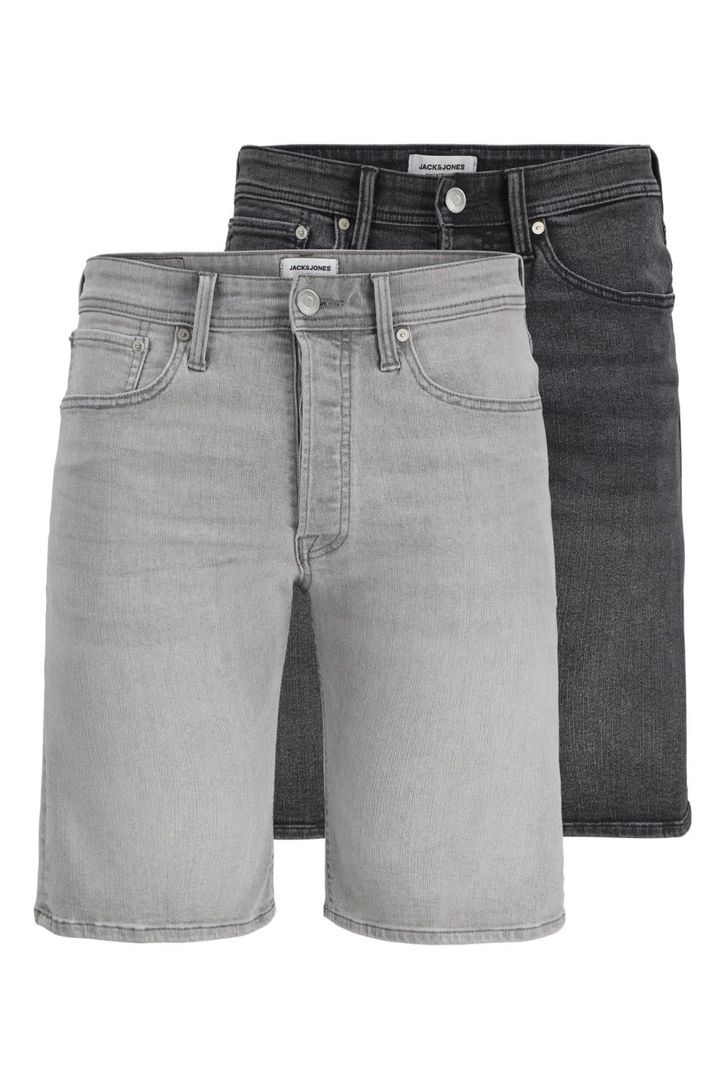 JACK & JONES JEANS INTELLIGENCE JJIRICK JJORIGINAL regular short grey denim - (set van 2)