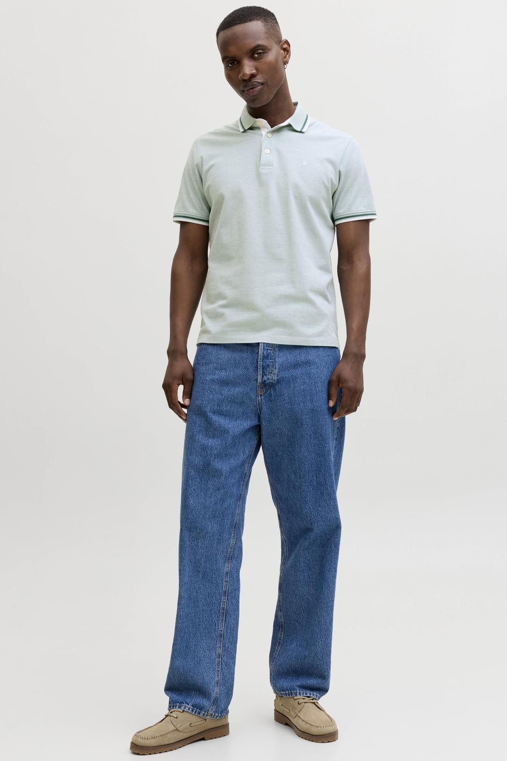 JACK & JONES ESSENTIALS slim polo mintgroen