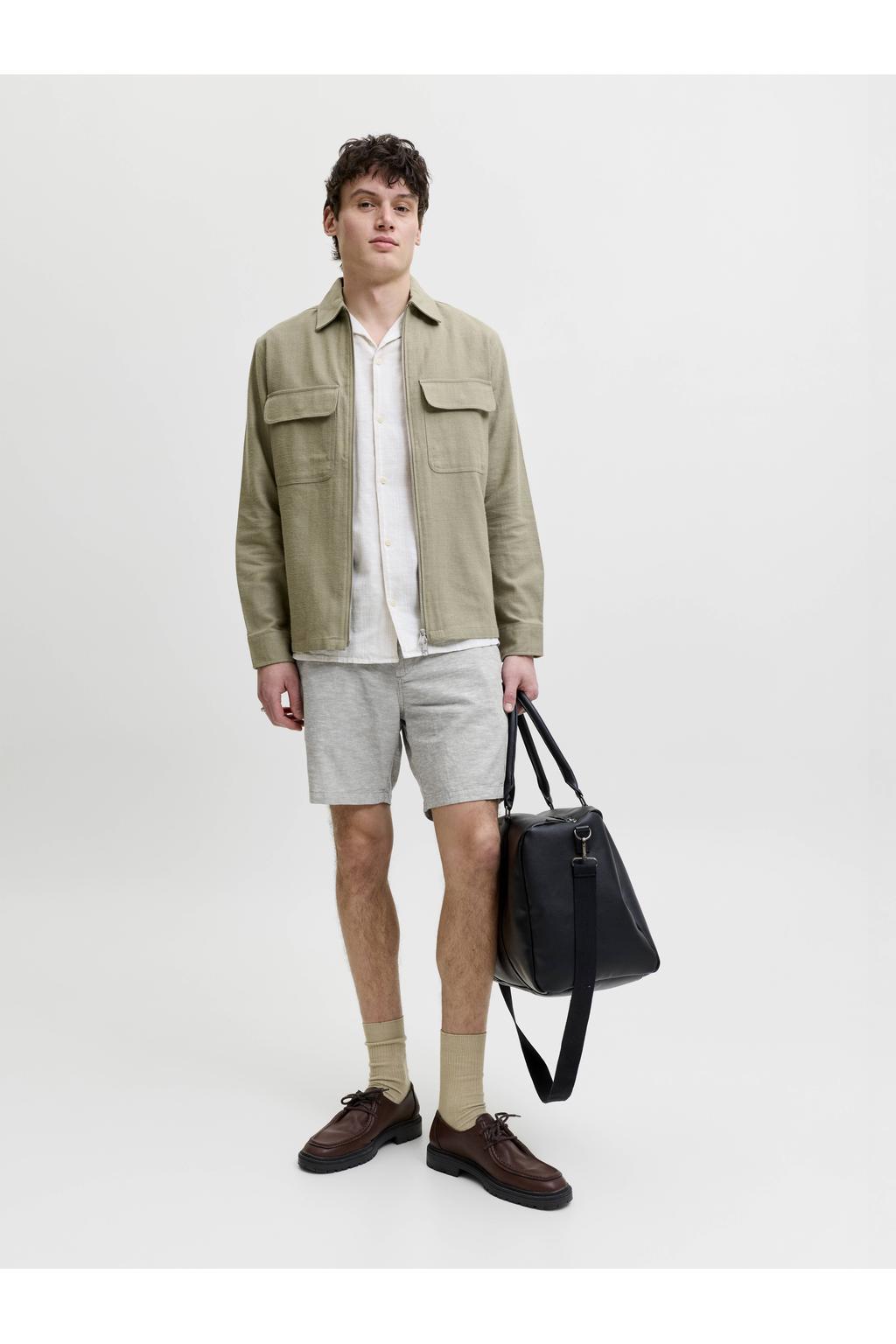 JACK & JONES PANTS STUDIO JPSTACE relaxed chino short met linnen groen