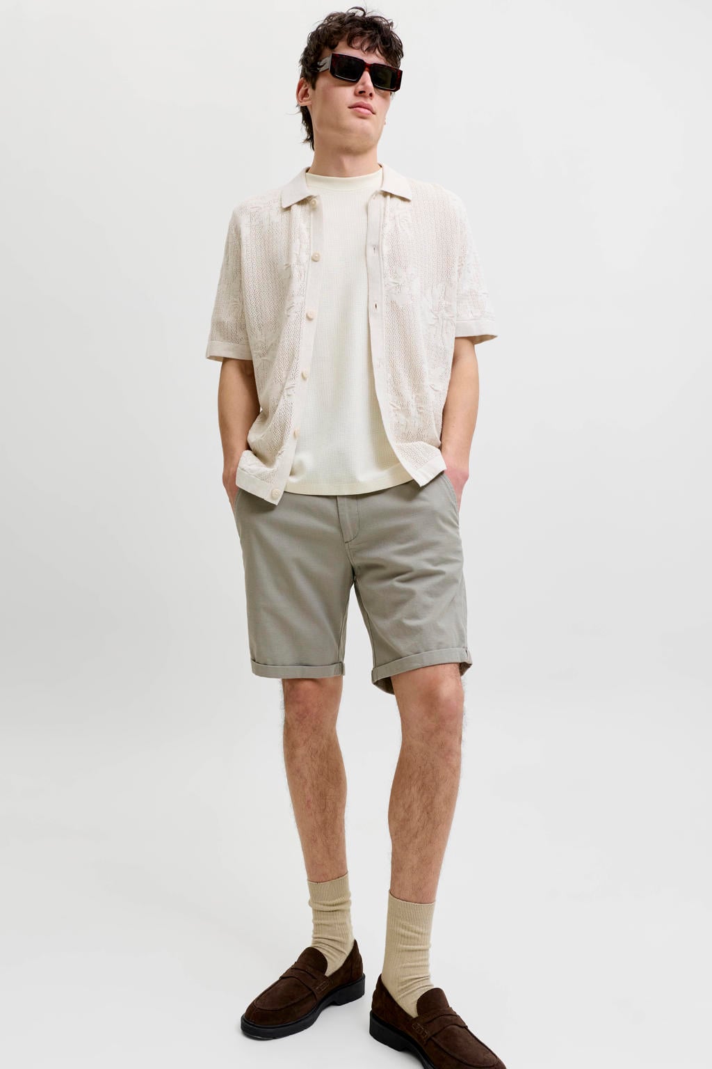 JACK & JONES PANTS STUDIO JPSTFURY regular chino short groen