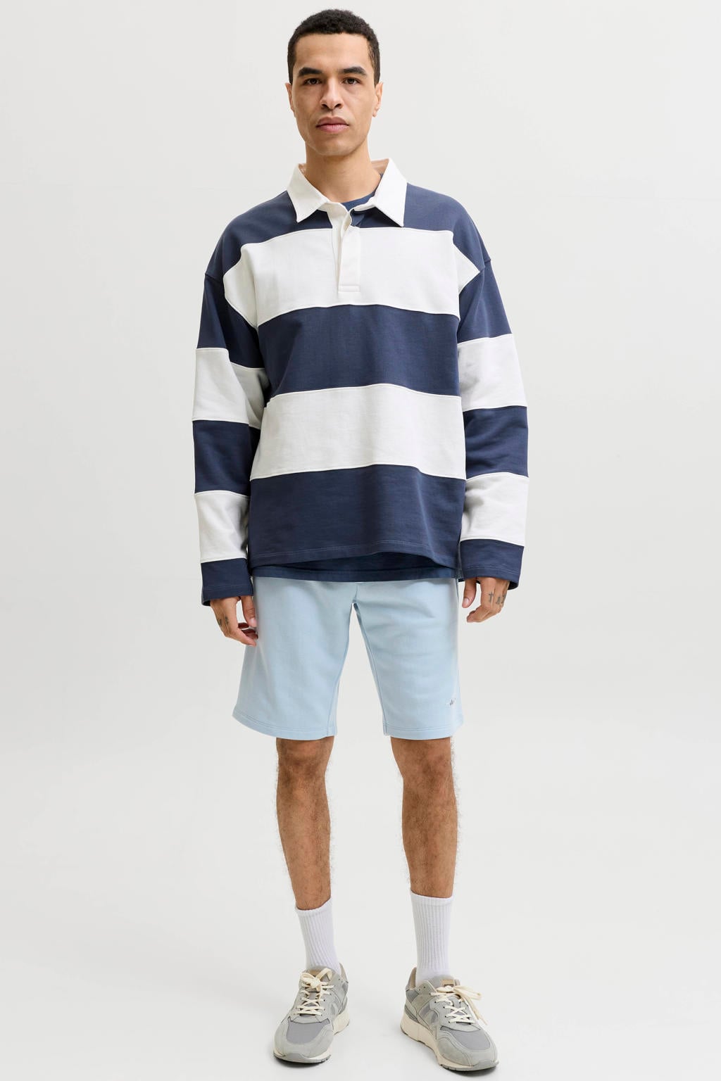 JACK & JONES PANTS STUDIO JPSTGORDON regular sweatshort lichtblauw