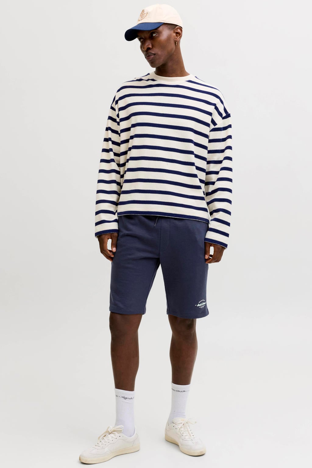 JACK & JONES PANTS STUDIO JPSTGORDON regular sweatshort donkerblauw