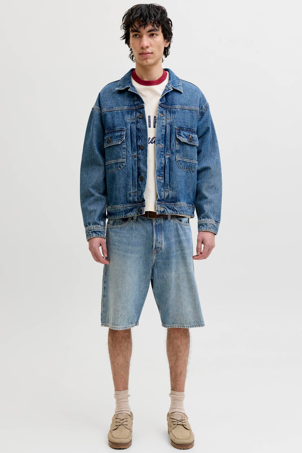 JACK & JONES JEANS INTELLIGENCE baggy fit denim short - mediumblauw