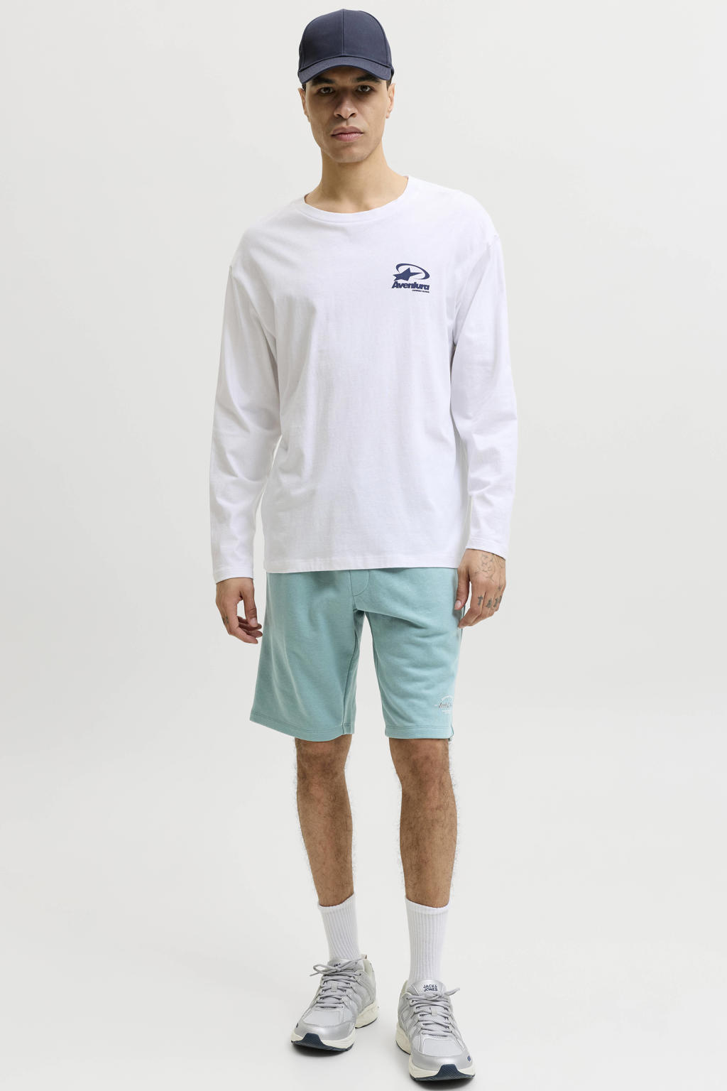 JACK & JONES PANTS STUDIO JPSTGORDON regular sweatshort blauw