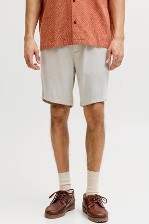 JPSTACE tapered chino short met linnen beige