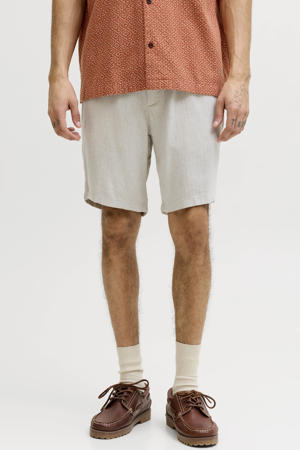 JPSTACE tapered chino short met linnen beige