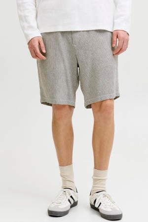 JPSTACE tapered gestreepte chino short met linnen bruin