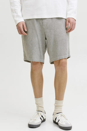 JPSTACE tapered gestreepte chino short met linnen bruin
