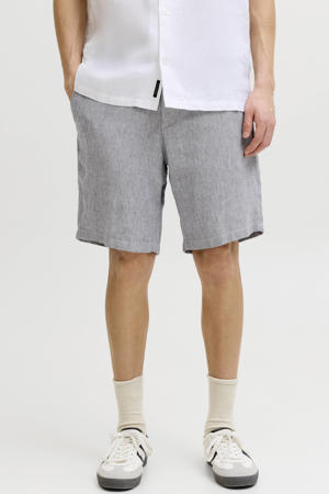 JPSTACE tapered chino short met linnen blauw