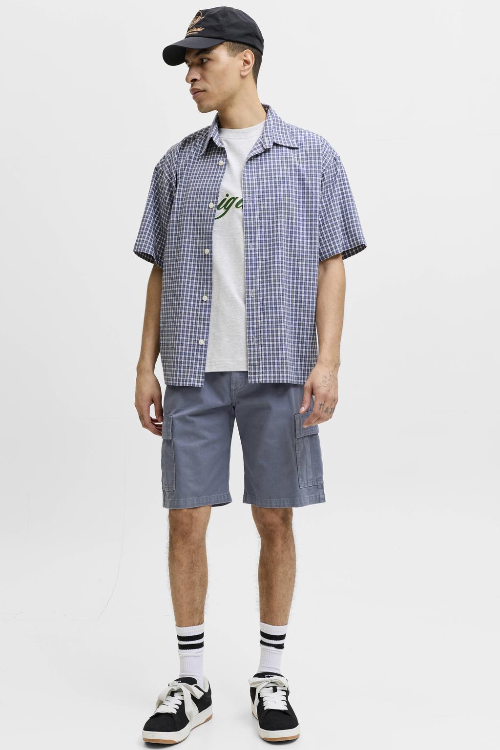 JACK & JONES PANTS STUDIO JPSTCOLE relaxed cargo short grijsblauw