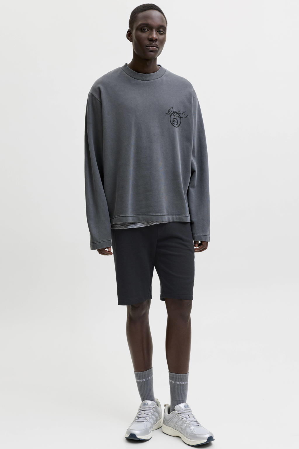 JACK & JONES PANTS STUDIO JPSTGORDON regular sweatshort zwart
