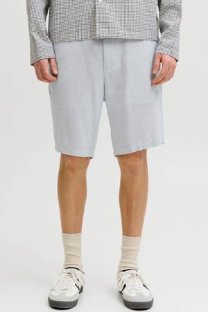 JPSTACE tapered chino short met linnen lichtblauw