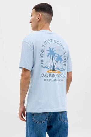 regular T-shirt met backprint lichtblauw