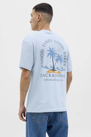 regular T-shirt met backprint lichtblauw