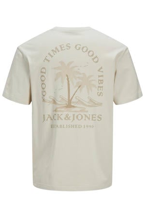 regular T-shirt met backprint beige