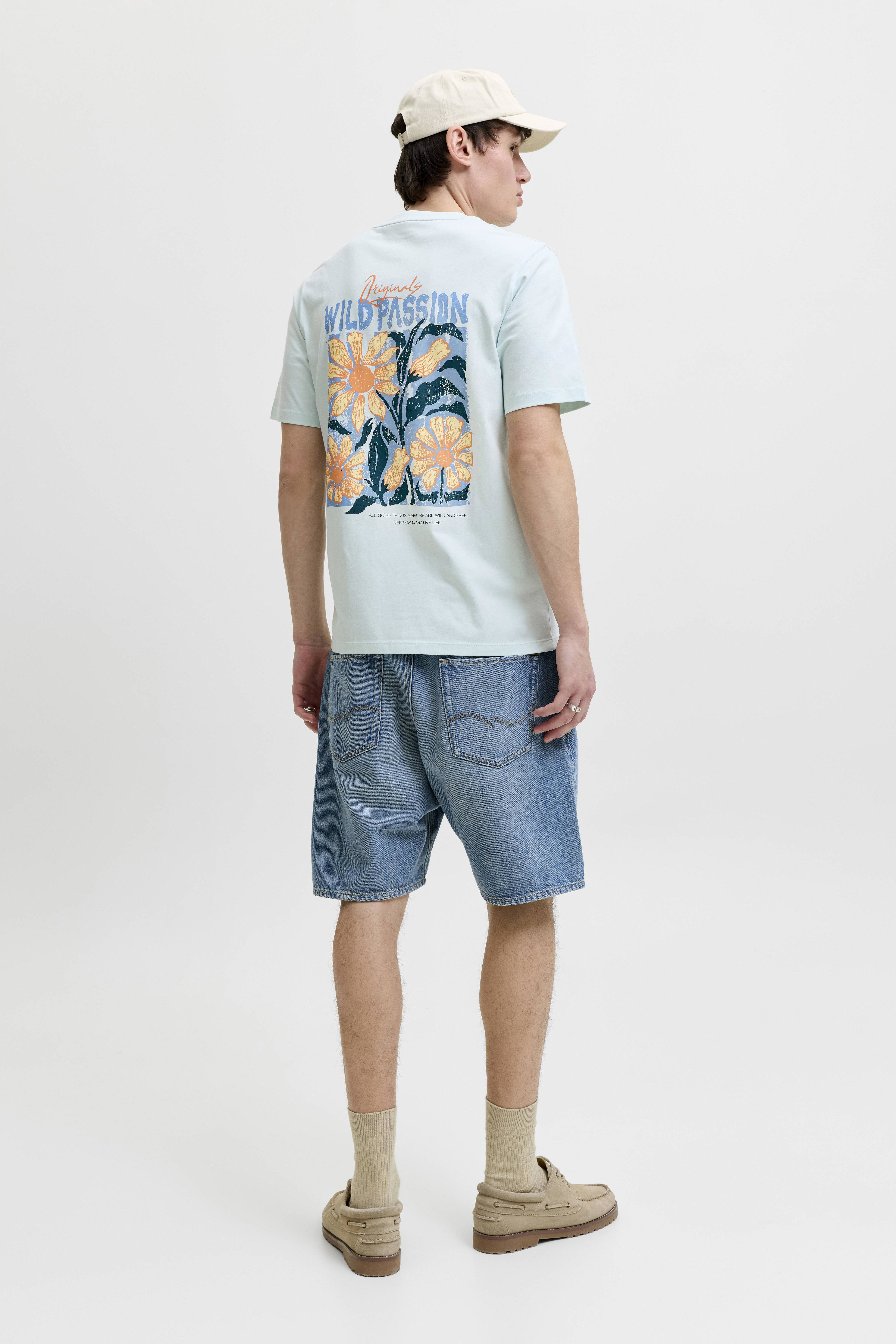 JACK & JONES ORIGINALS regular T-shirt met backprint mintgroen