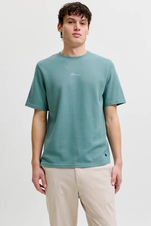 regular T-shirt met textuur groen
