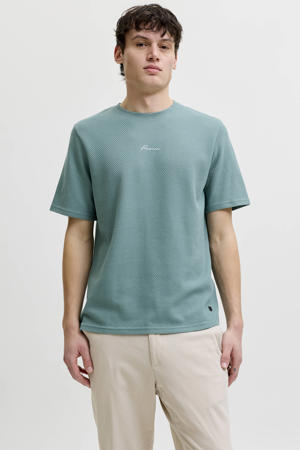 regular T-shirt met textuur groen