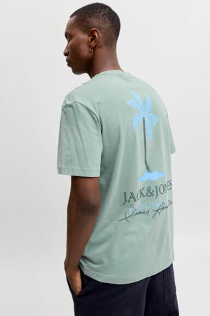 regular T-shirt met backprint groen