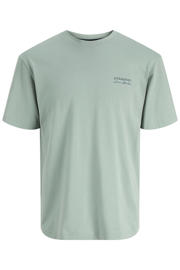 thumbnail: Groene heren JACK & JONES regular T-shirt van katoen met backprint, korte mouwen en ronde hals