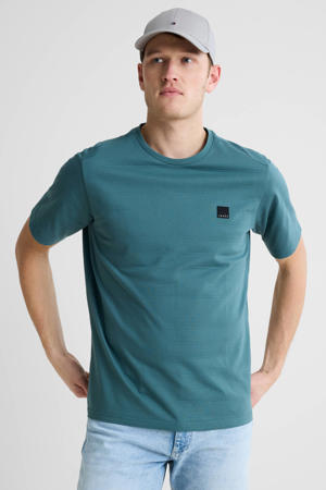 regular T-shirt met textuur groen