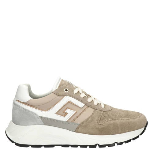 Greve Arnhem suède sneakers met print meerkleurig taupe