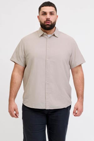 regular casual overhemd met linnen beige