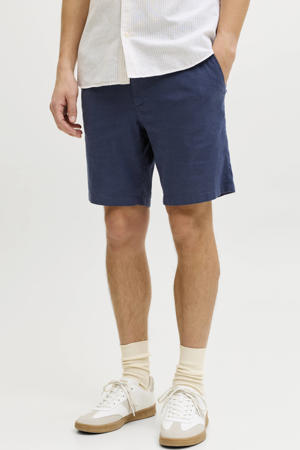 JREBSUNNY regular chino short met linnen donkerblauw