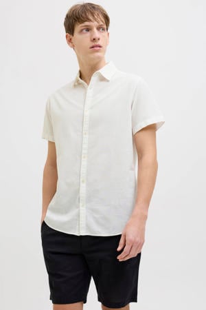 comfort casual overhemd met linnen wit