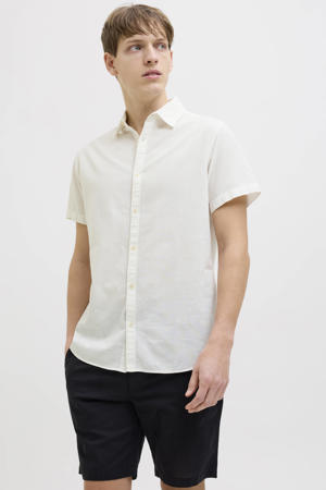 comfort casual overhemd met linnen wit