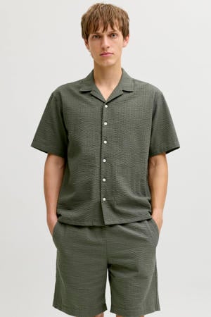 relaxed casual overhemd donkergroen