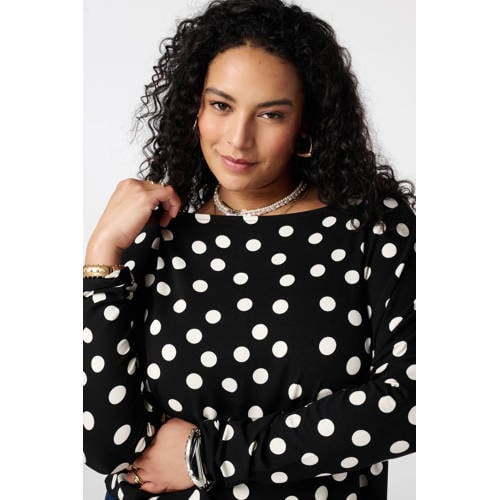 MS Mode top met stippen zwart afbeelding