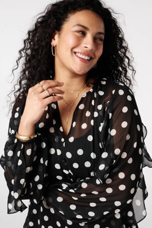 blouse met stippen zwart
