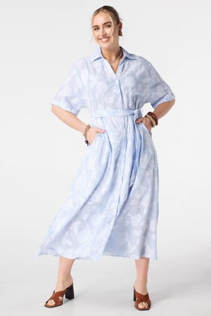 blousejurk met krijtstreep blauw
