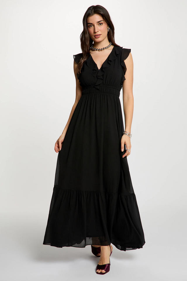 Morgan maxi jurk met all over print zwart/goud | wehkamp