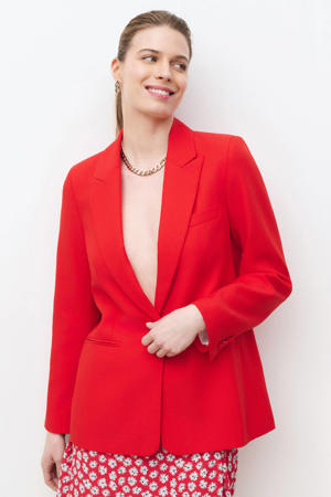 getailleerde blazer met linnen rood