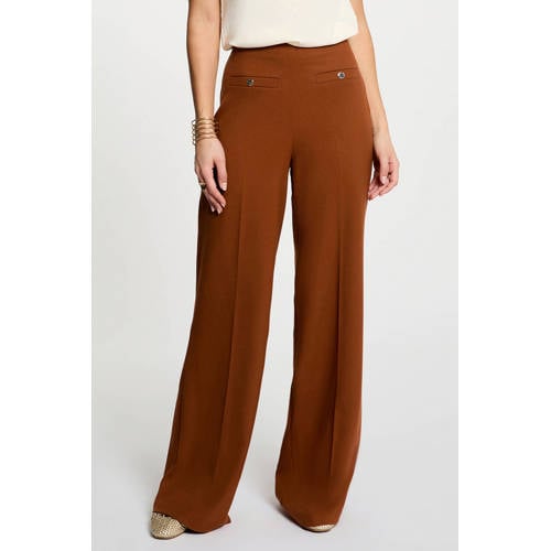 Morgan wide leg high waist cargobroek cognac afbeelding