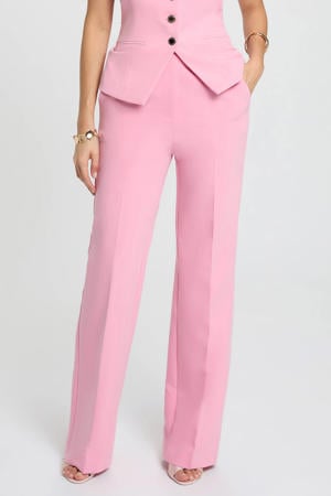 wide leg high waist pantalon roze