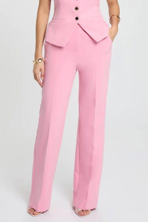 wide leg high waist pantalon roze