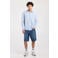 America Today regular casual overhemd met linnen met krijtstreep blauw