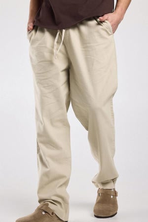 Phillon straight casual broek met linnen bruin