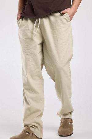 Phillon straight casual broek met linnen bruin