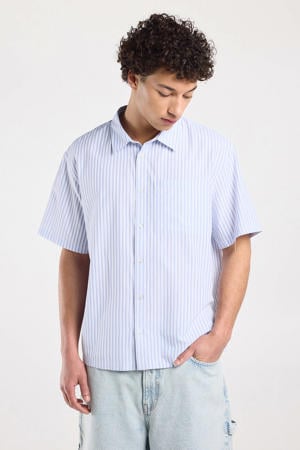 relaxed gestreept casual overhemd wit