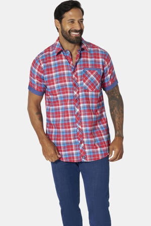 loose geruit casual overhemd HAAKER Plus Size rood