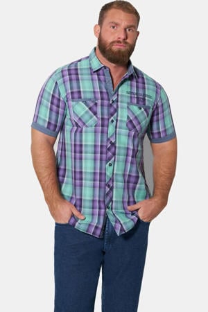 +FIT Collectie regular geruit casual overhemd petrol