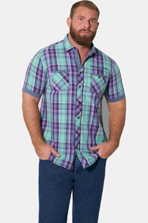 +FIT Collectie regular geruit casual overhemd petrol