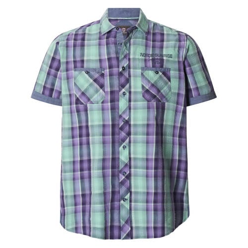 Jan Vanderstorm regular geruit casual overhemd Plus Size petrol afbeelding