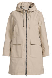 thumbnail: Beige dames Etage zomerjas van polyester met effen, lange mouwen, capuchon, ritssluiting en tunnelkoord