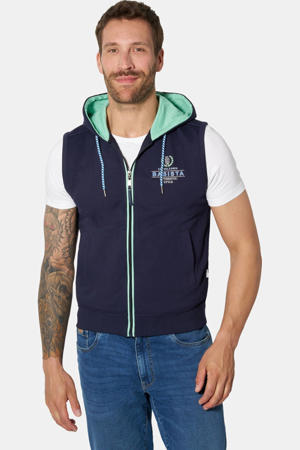 katoenen sweatvest Plus Size met logo - donkerblauw