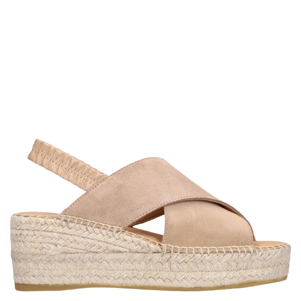 Beige dames Manfield suède sleehakken met elastische tailleband